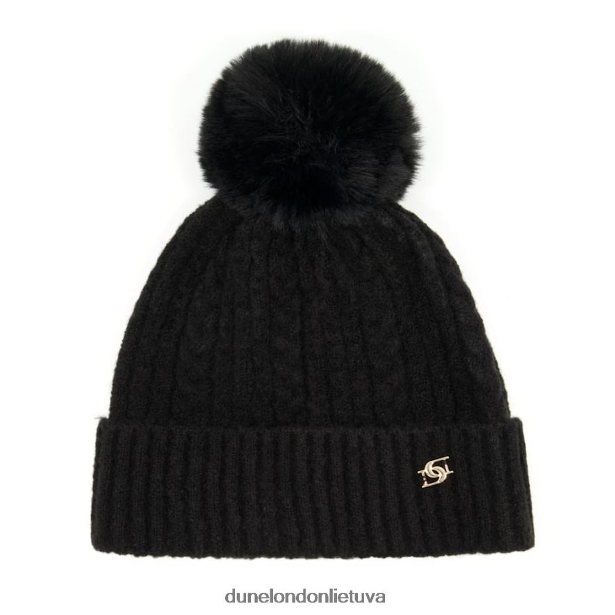 Fawley Dune London pom-pom megzta beanie kepurė juodas moterys 66T0Z4302