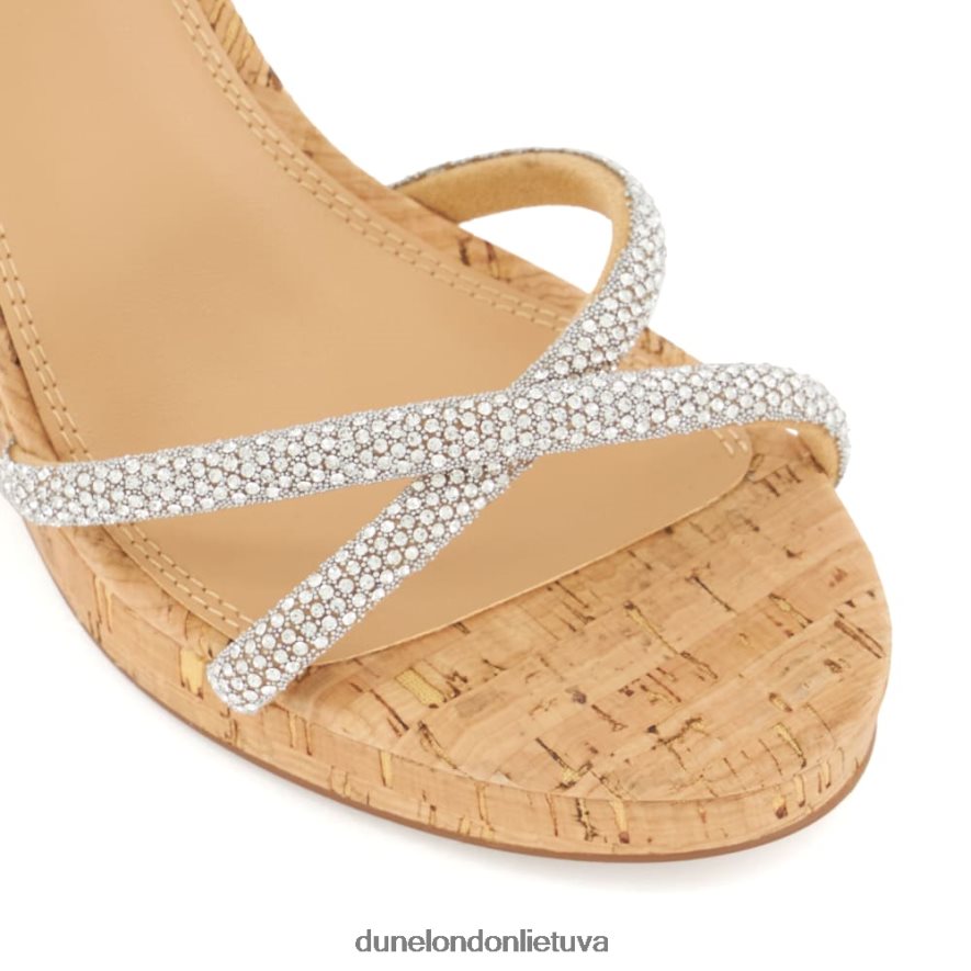 kali Dune London Diamante kamštiniai slingback sandalai sidabras moterys 66T0Z4408