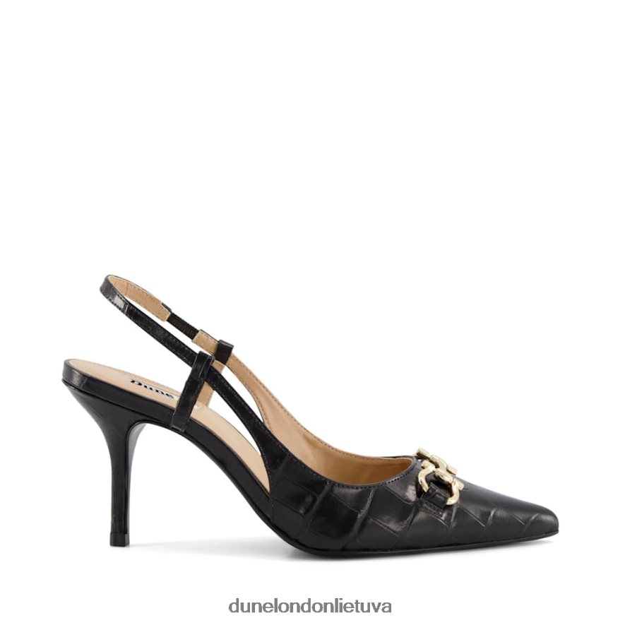 spustelėkite Dune London Croc efekto odiniai snaffle-apdailintos slingback kortai juodas moterys 66T0Z4509