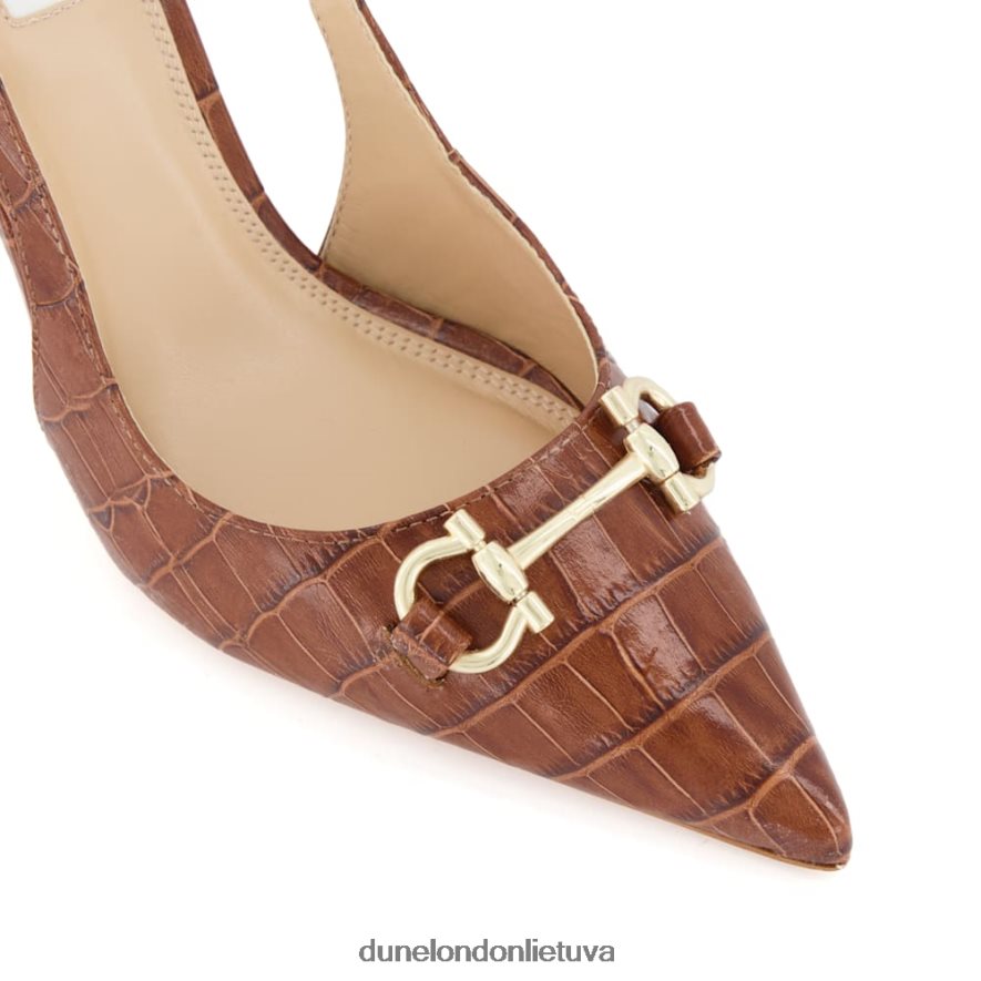 spustelėkite Dune London Croc efekto odiniai snaffle-apdailintos slingback kortai įdegis moterys 66T0Z4382